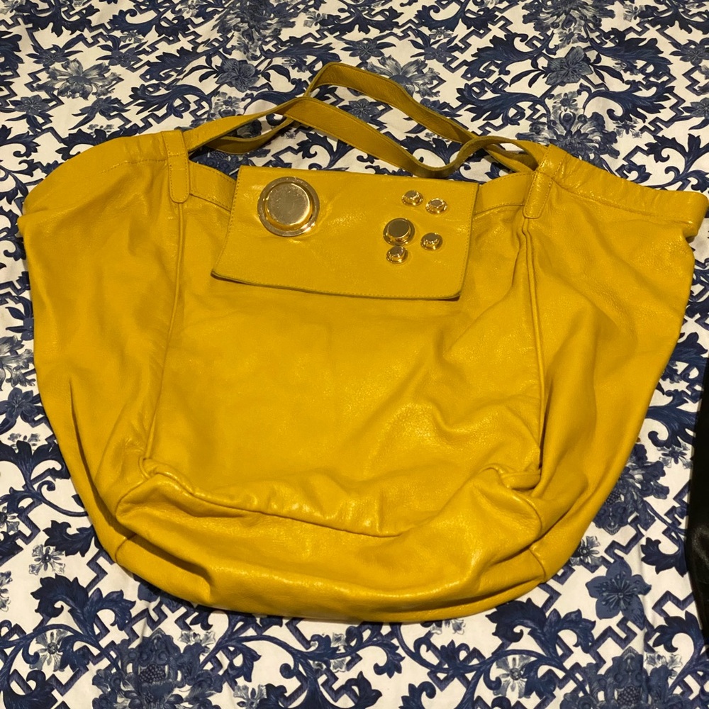 Gustto Leather Yellow Handbag